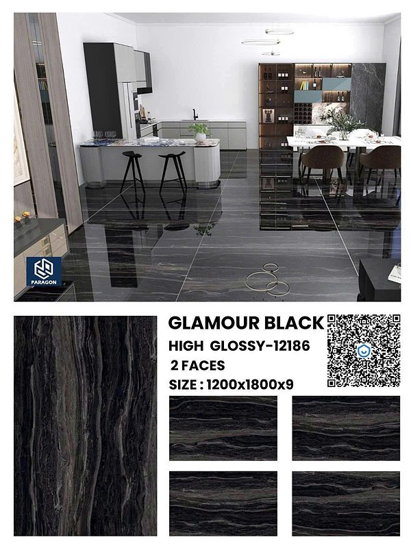 Gạch Ấn Độ Glamour Black (12186) 120x180