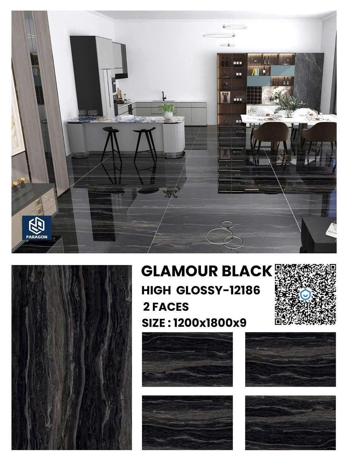 Gạch Ấn Độ Glamour Black (12186) 120x180