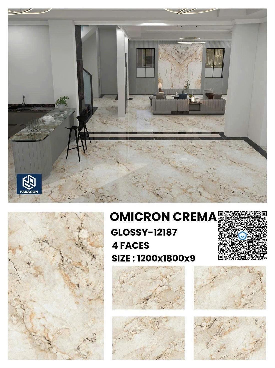 Gạch Ấn Độ Omicron Crema (12187) 120x180