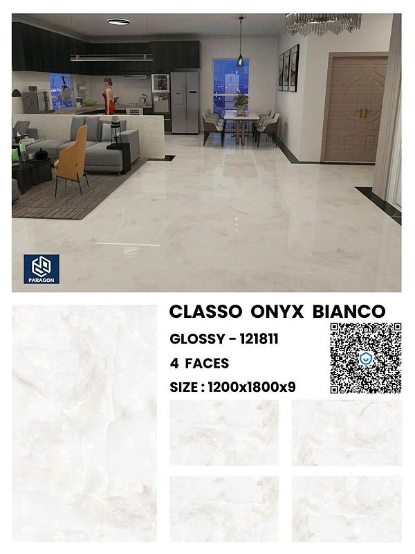Gạch Ấn Độ Classo Onyx Bianco (121811) 120x180