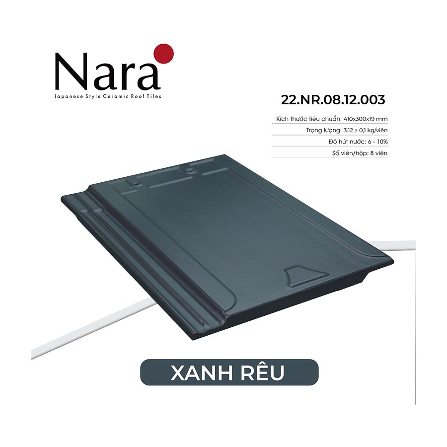 Ngói sóng tráng men Á Mỹ NARA 22.NR.08.11.003 22.NR.08.11.003 – màu xanh rêu