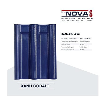 Ngói sóng tráng men Á Mỹ Casa Nova S 22.NS.07.11.002 – màu xanh coban