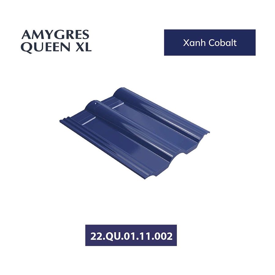 Ngói sóng tráng men Á Mỹ Queen XL 22.Q7.01.11.002 – màu xanh cobalt