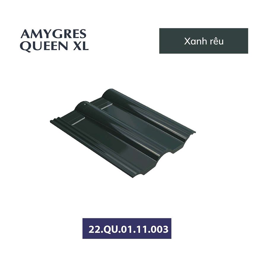Ngói sóng tráng men Á Mỹ Queen XL 22.Q7.01.11.003 – màu xanh rêu