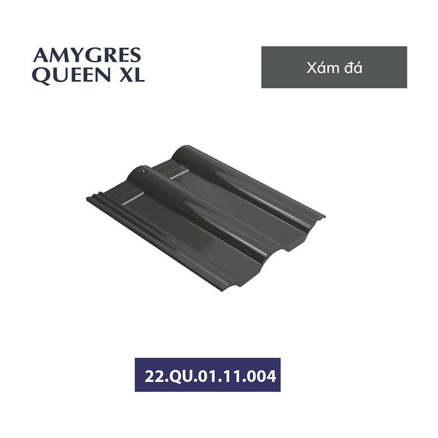 Ngói sóng tráng men Á Mỹ Queen XL 22.Q7.01.11.004 – màu xám đá