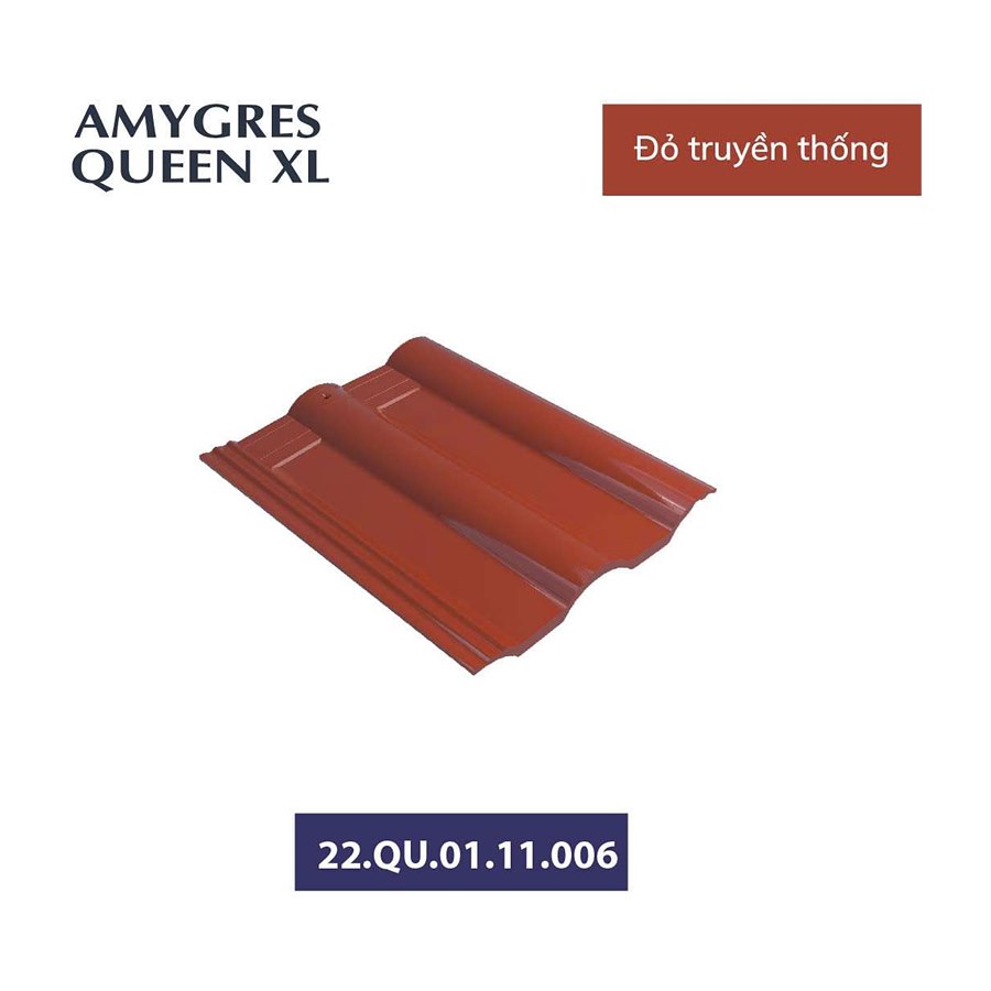 Ngói sóng tráng men Á Mỹ Queen XL 22.Q7.01.11.006 – màu đỏ truyền thống
