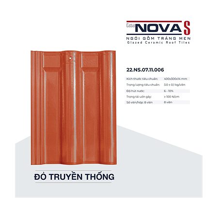 Ngói sóng tráng men Á Mỹ Casanova S 22.NS.07.11.006 S 22.NS.07.11.006 – màu đỏ truyền thống