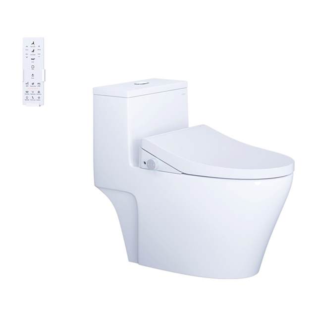 Bàn cầu một khối kết hợp nắp điện tử Caesar C1356F + TAF512H
