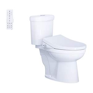 Bàn Cầu hai khối kết hợp với nắp điện tử Caesar CD1338 + TAF512H