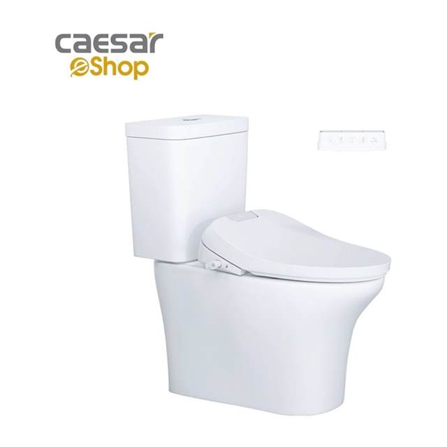 Bàn Cầu hai khối kết hợp nắp Thông Minh Caesar CD1341 + TAF610H