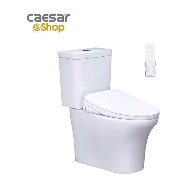 Bàn Cầu hai khối kết hợp nắp Thông Minh Caesar CD1341 + TAF710H