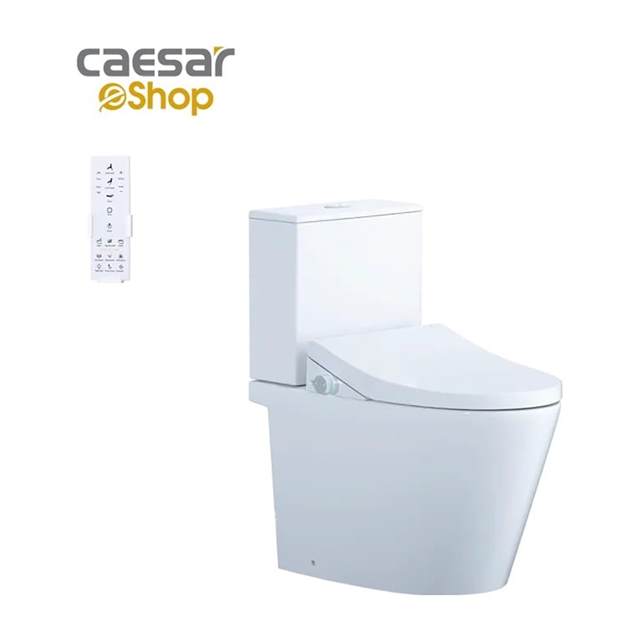 Bàn Cầu hai khối kết hợp nắp Thông Minh Caesar CD1342 + TAF512H