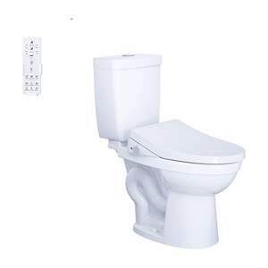 Bàn Cầu hai khối kết hợp với nắp điện tử Caesar CT1325 + TAF512H
