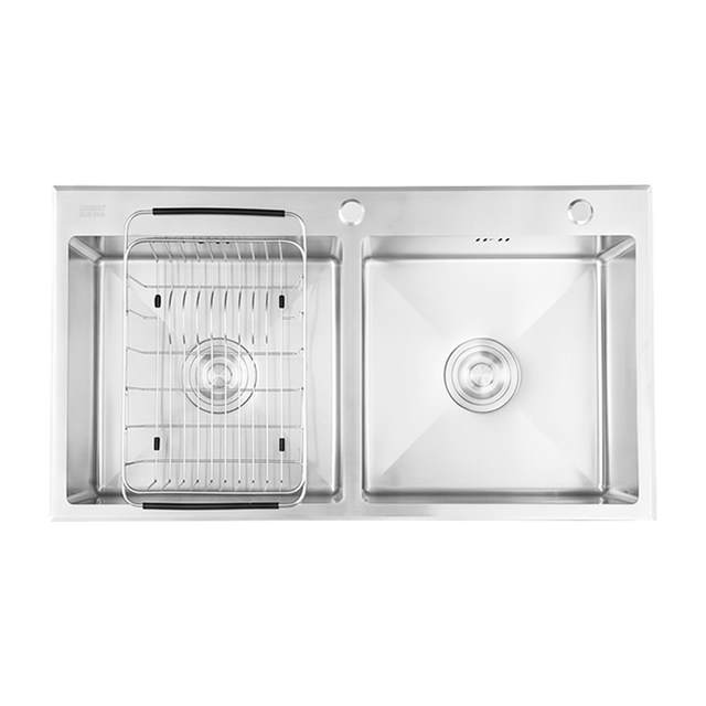 Chậu rửa chén inox 2 hộc mài vát cạnh Caesar KSH02H082SE