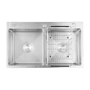Chậu rửa chén inox 2 hộc mài vát cạnh Caesar KSH02H082SX