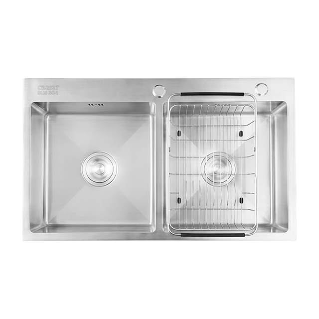 Chậu rửa chén inox 2 hộc mài vát cạnh Caesar KSH02H082SX