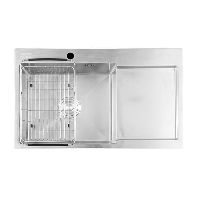 Chậu rửa chén inox 1 hộc có bàn ráo nước Caesar KSH21H082SX