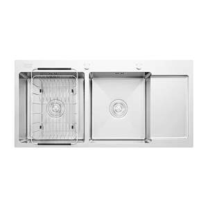 Chậu rửa chén inox 2 hộc có bàn ráo nước Caesar KSH22H100SX