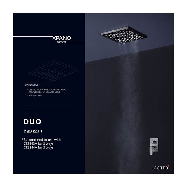 XPANO DUO - Sen tắm đứng COTTO gắn trần