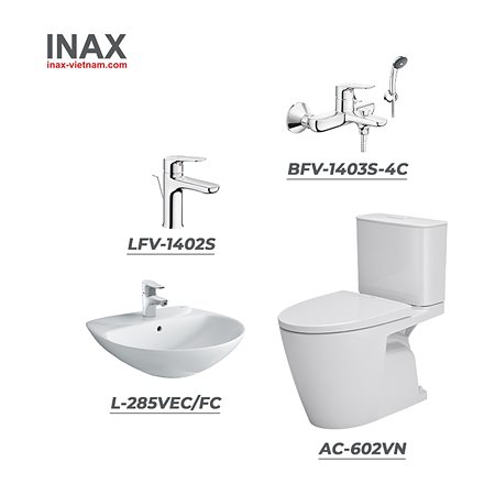Combo thiết bị vệ sinh INAX AC-602VN + L-285VEC/FC+ LFV-1402S + BFV-1403S-4C