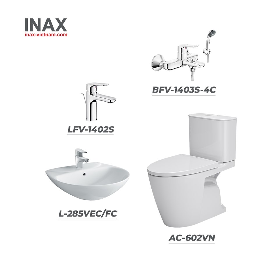 Combo thiết bị vệ sinh INAX AC-602VN + L-285VEC/FC+ LFV-1402S + BFV-1403S-4C