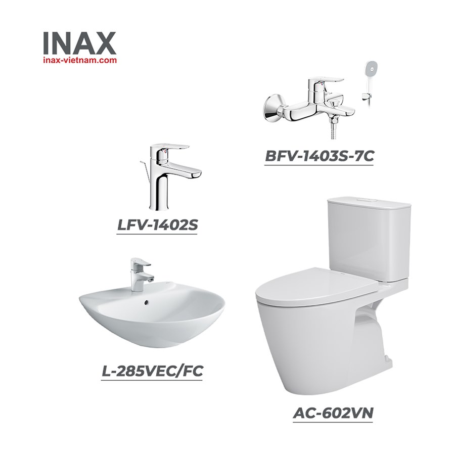 Combo thiết bị vệ sinh INAX AC-602VN + L-285VEC/FC+ LFV-1402S + BFV-1403S-7C