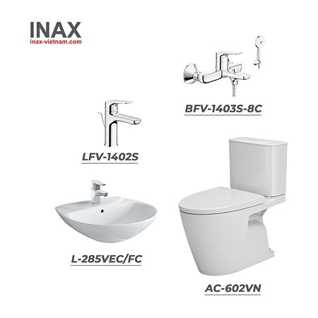 Combo thiết bị vệ sinh INAX AC-602VN + L-285VEC/FC+ LFV-1402S + BFV-1403S-8C