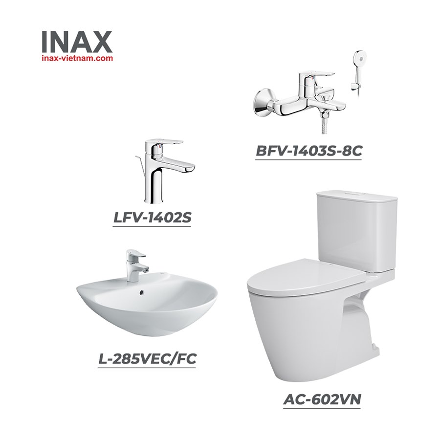 Combo thiết bị vệ sinh INAX AC-602VN + L-285VEC/FC+ LFV-1402S + BFV-1403S-8C