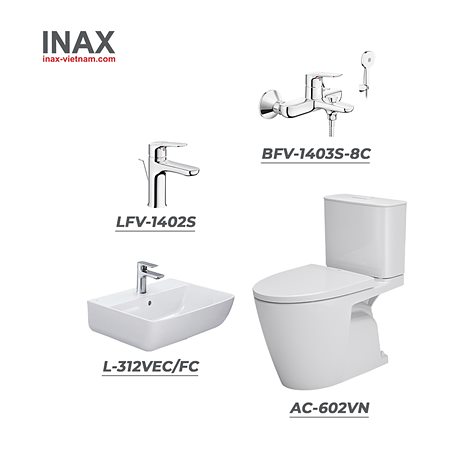 Combo thiết bị vệ sinh INAX AC-602VN + L-312VEC/FC + LFV-1402S + BFV-1403S-8C