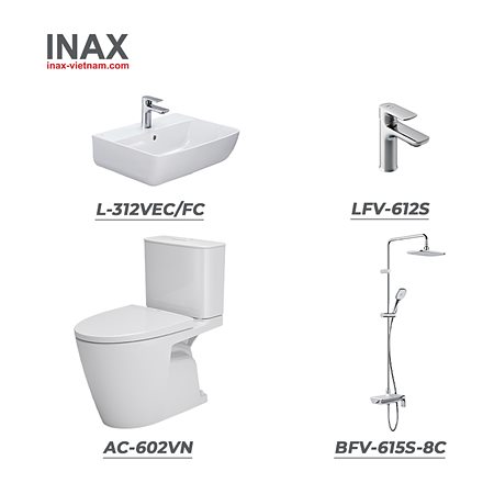 Combo thiết bị vệ sinh INAX AC-602VN + L-312VEC/FC + LFV-612S + BFV-615S-8C