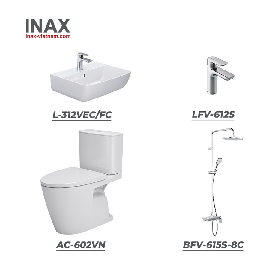 Combo thiết bị vệ sinh INAX AC-602VN + L-312VEC/FC + LFV-612S + BFV-615S-8C