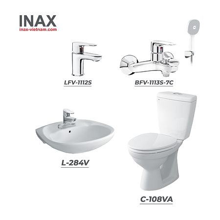 Combo thiết bị vệ sinh INAX C-108VA + L-284V + LFV-1112S + BFV-1113S-7C