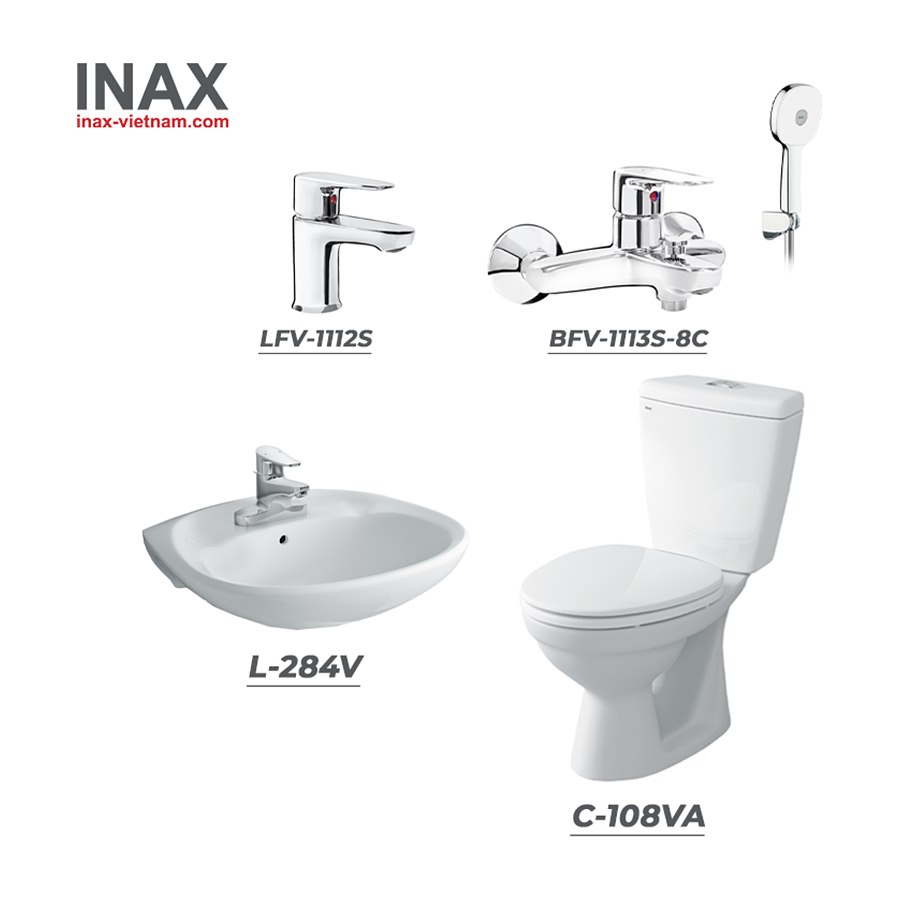 Combo thiết bị vệ sinh INAX C-108VA + L-284V + LFV-1112S + BFV-1113S-8C