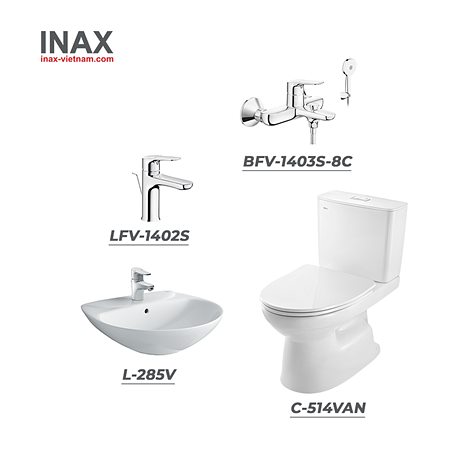 Combo thiết bị vệ sinh INAX C-514VAN＋L-285V+LFV-1402S+BFV-1403S-8C