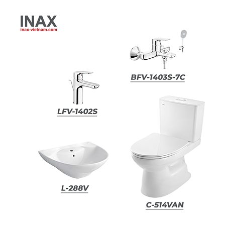 Combo thiết bị vệ sinh INAX C-514VAN＋L-288V+LFV-1402S+BFV-1403S-7C