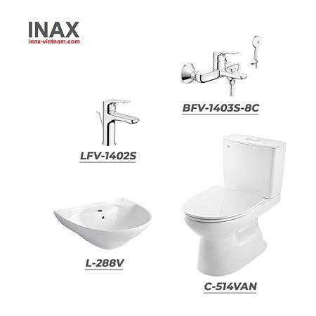 Combo thiết bị vệ sinh INAX C-514VAN＋L-288V+LFV-1402S+BFV-1403S-8C