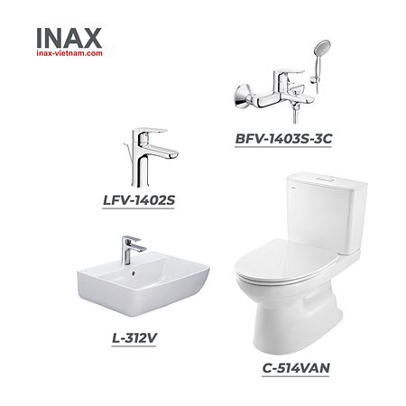 Combo thiết bị vệ sinh INAX C-514VAN＋L-312V+LFV-1402S+BFV-1403S-3C