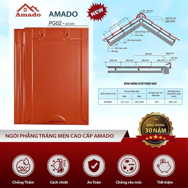 Ngói phẳng Amado – mẫu 2
