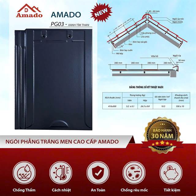 Ngói phẳng Amado – mẫu 3