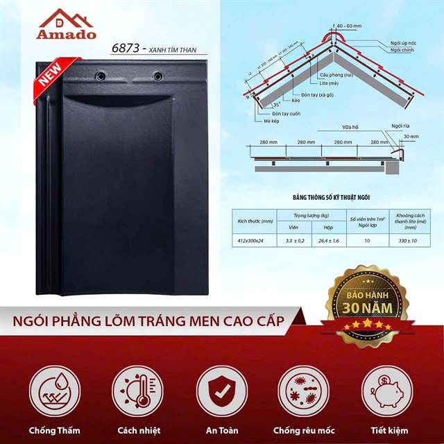 Ngói phẳng Amado – mẫu 6