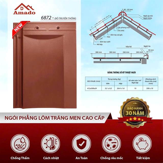 Ngói phẳng Amado – mẫu 7
