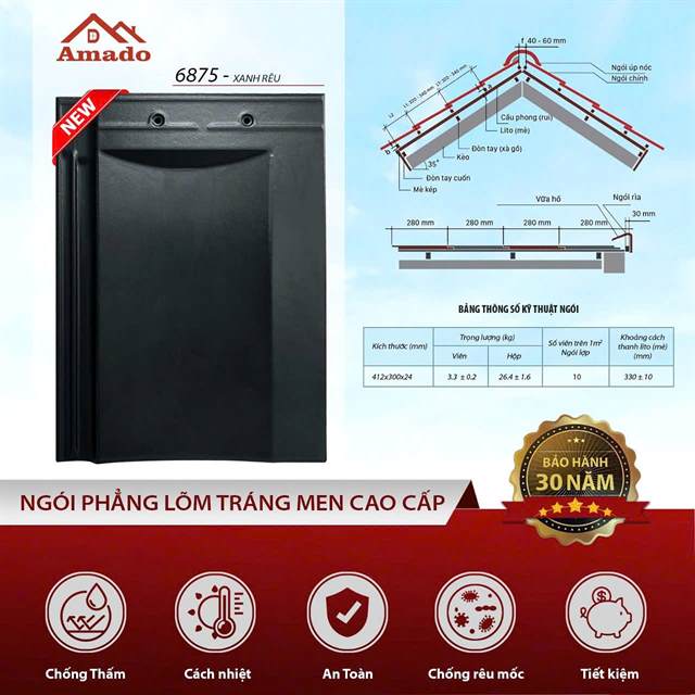 Ngói phẳng Amado – mẫu 8