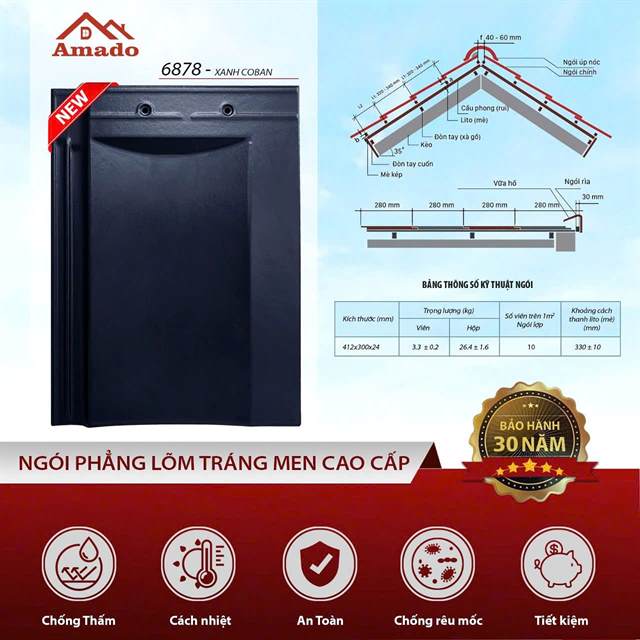 Ngói phẳng Amado – mẫu 10