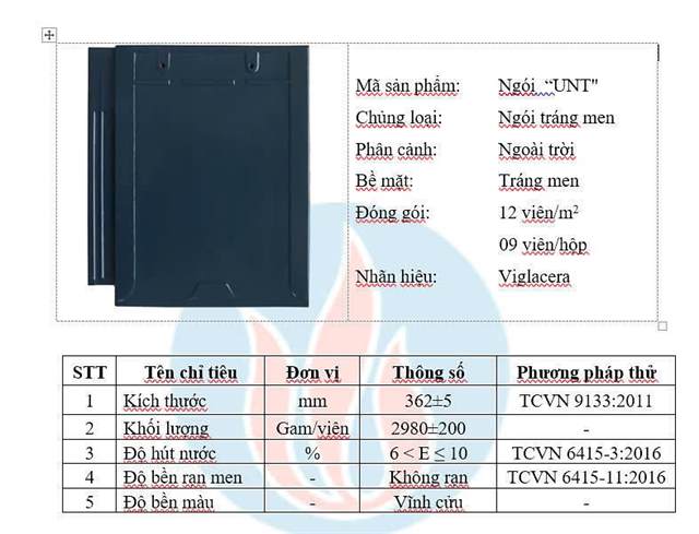 Ngói phẳng Viglacera UNT – mẫu 5