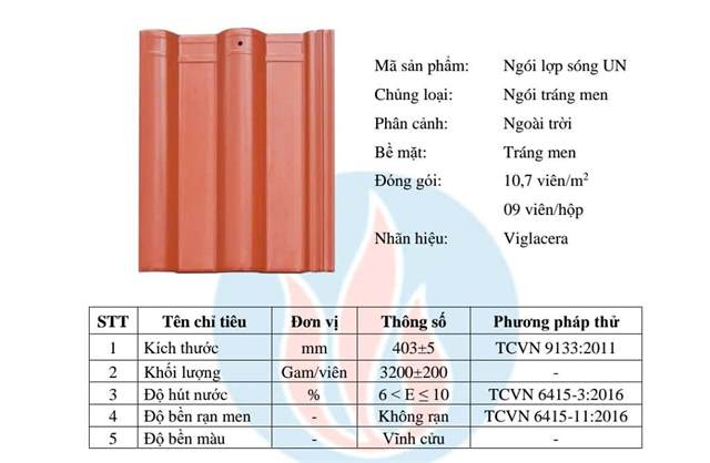 Ngói sóng Viglacera UN 1 vít – mẫu 4