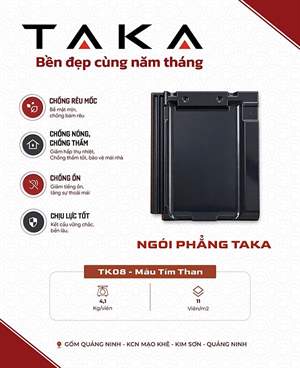 Ngói phẳng Taka TK08 màu tím than – Gốm Quảng Ninh