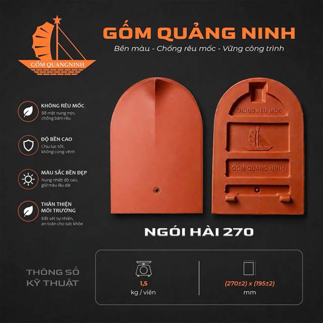 Ngói hài 270 – Gốm Quảng Ninh