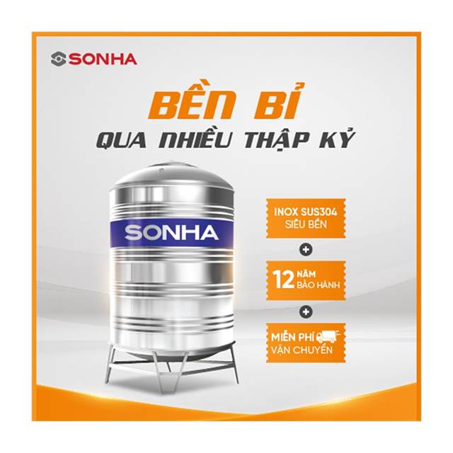 Bồn inox Sơn Hà mẫu đứng - 2.500 (F1380)