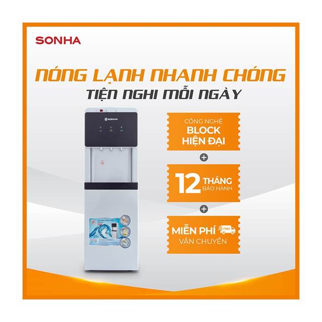 Cây nước nóng lạnh Block Sơn Hà ba vòi, màu đen, có khóa