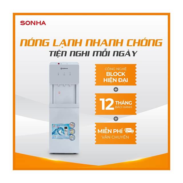 Cây nước nóng lạnh Block Sơn Hà ba vòi, màu ghi, có khóa